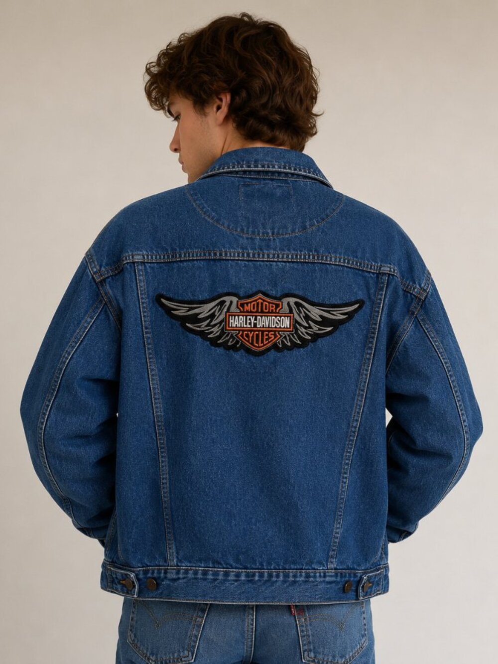 Casual pointe large denim jacket
